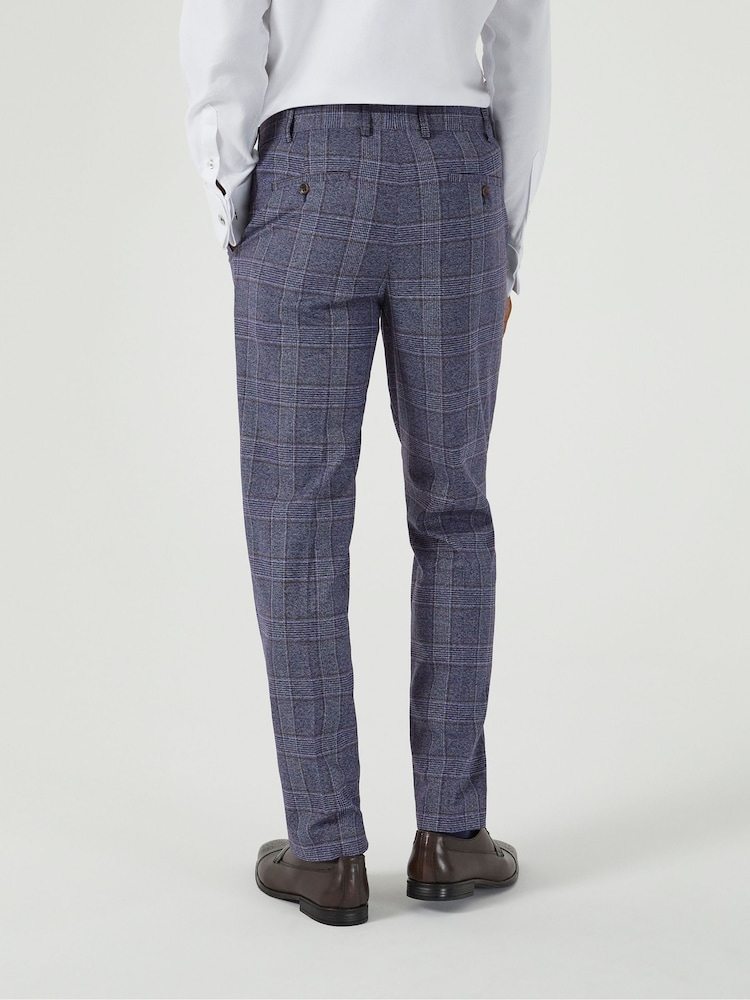 Skopes Blue Tailored Fit Irwin Windowpane Check Suit Trousers - Image 2 of 5