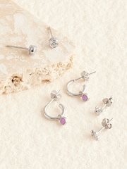 Sterling Silver Stud And Hoops Earrings - Image 1 of 3