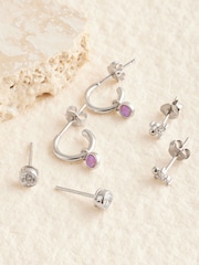 Sterling Silver Stud And Hoops Earrings - Image 2 of 3