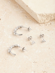 Sterling Silver Pearl Hoop and Stud Earrings - Image 3 of 3