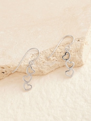 Sterling Silver Triple Heart Drop Earrings - Image 1 of 3