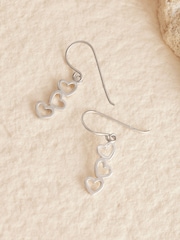 Sterling Silver Triple Heart Drop Earrings - Image 3 of 3