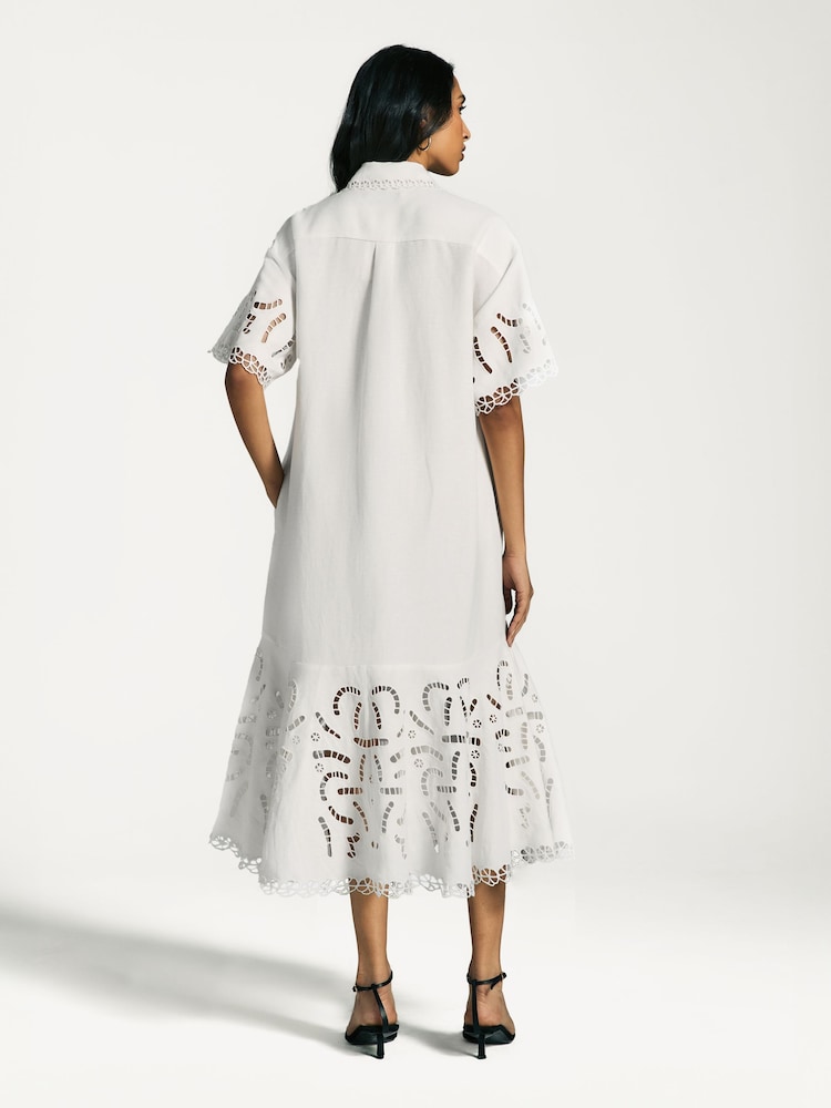 Sea New York White Marja Embroidery Shirt Dress - Image 2 of 7