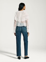 Sea New York White Marja Embroidery Capelet Blouse - Image 2 of 8