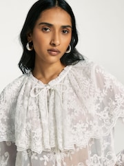 Sea New York White Marja Embroidery Capelet Blouse - Image 5 of 8