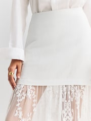 Sea New York White Marja Embroidery Mesh Combo Skirt - Image 2 of 6
