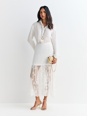 Sea New York White Marja Embroidery Mesh Combo Skirt - Image 3 of 6