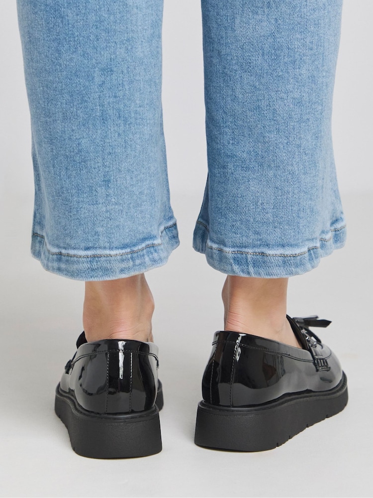 JD Williams Black Wide Fit Low Wedge Tassle Trim Loafers - Image 2 of 4