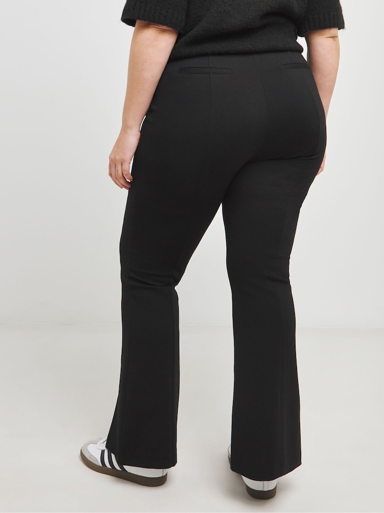 Simply Be Black Ponte Skinny Flared Leggings - Image 2 of 4