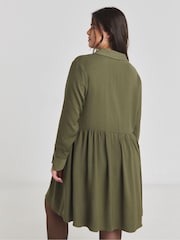 Simply Be Green Herringbone Pocket Smock Dress - Image 2 of 4