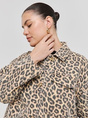 Simply Be Brown Leopard Boxy 100% Cotton Jacket - Image 3 of 4