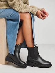 JD Williams Black Wide Fit Chunky Suede Chelsea Boots - Image 1 of 4