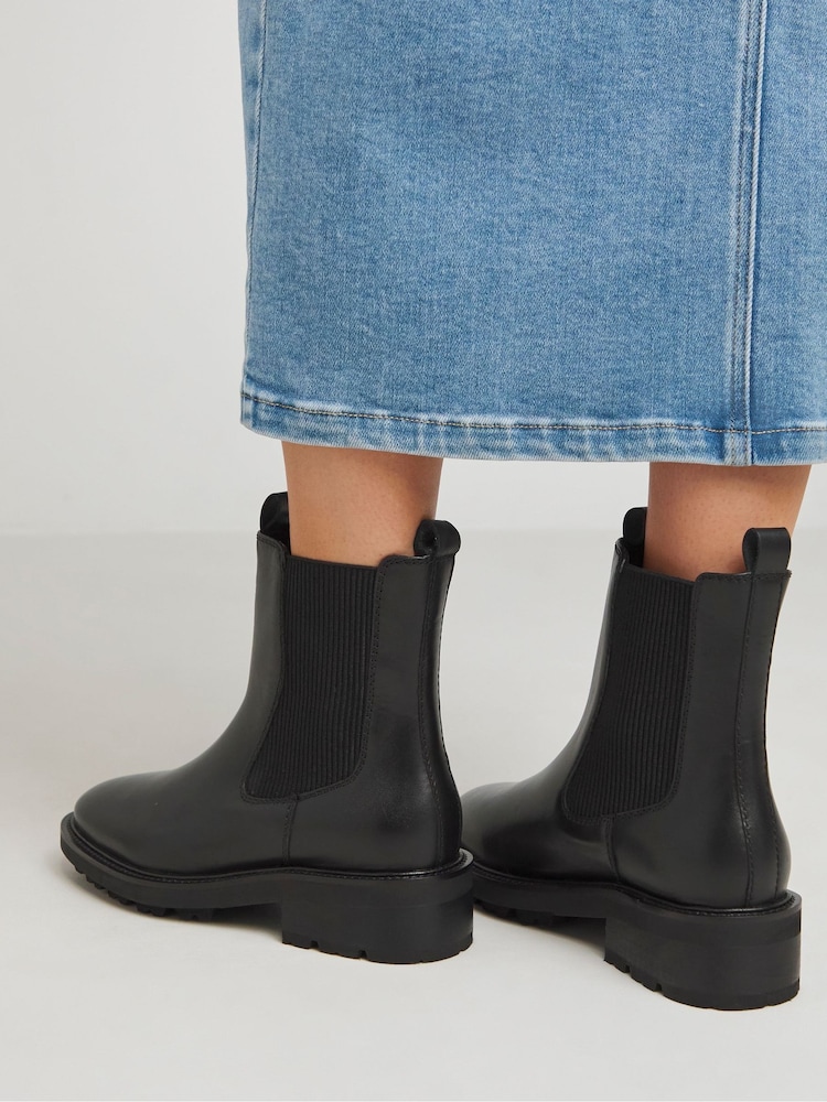 JD Williams Black Wide Fit Chunky Suede Chelsea Boots - Image 2 of 4