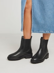 JD Williams Black Wide Fit Chunky Suede Chelsea Boots - Image 4 of 4