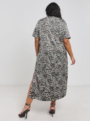 Simply Be Brown Satin Side Split Midi Dress - Image 2 of 4
