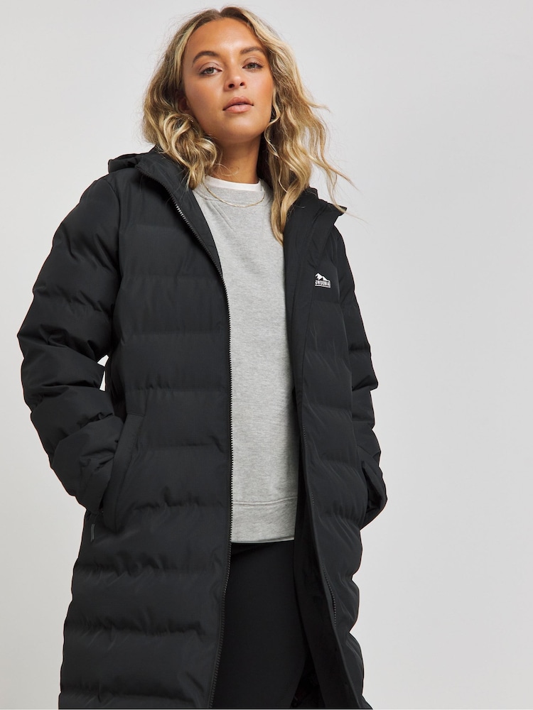 Snowdonia Black Showerproof Long Padded Jacket - Image 1 of 4