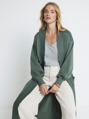 River Island Green Ribbed Longline Cardigan - Image 1 of 6