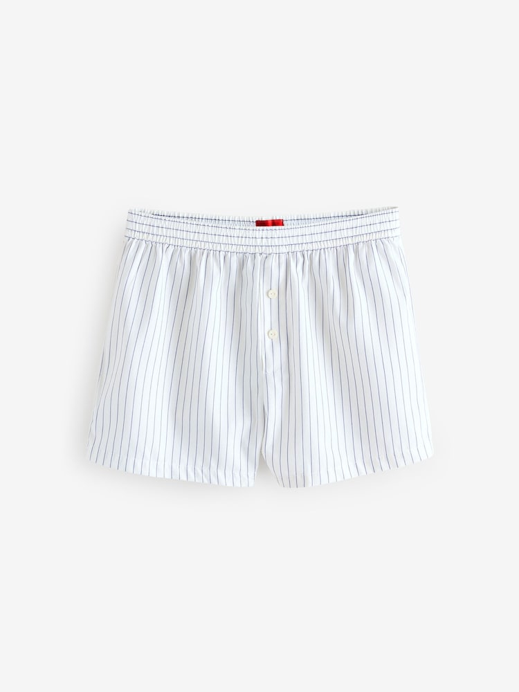 HUGO Blue Stacked Logo Pin Stripe 100% Cotton Shorts - Image 4 of 4