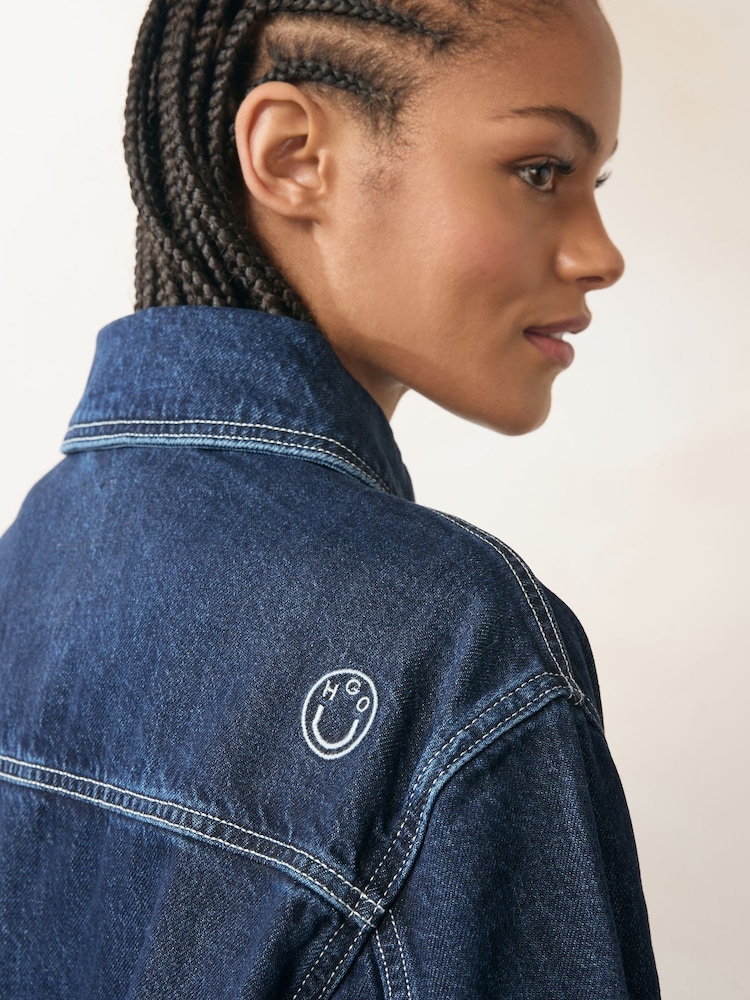 HUGO Blue Denim Oversized Denim Co-ord Jacket - Image 4 of 7