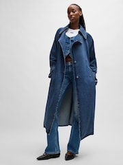 HUGO Blue Denim Cotton Trench Coat - Image 1 of 4