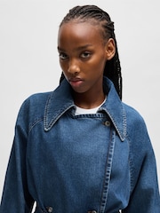 HUGO Blue Denim Cotton Trench Coat - Image 3 of 4
