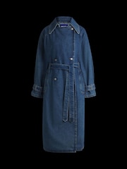 HUGO Blue Denim Cotton Trench Coat - Image 4 of 4