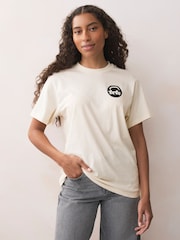 HUGO White Relaxed Fit Metallic Logo Cotton T-Shirt - Image 1 of 5