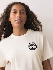 HUGO White Relaxed Fit Metallic Logo Cotton T-Shirt - Image 3 of 5