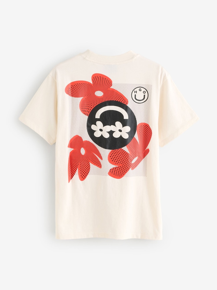 HUGO White Relaxed Fit Metallic Logo Cotton T-Shirt - Image 5 of 5