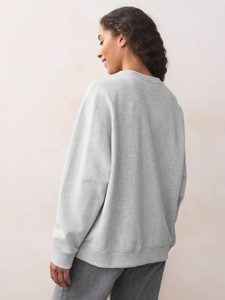 HUGO Grey Floral Graphic Oversized Jersey Sweatshirt - Image 2 of 4