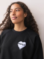 HUGO Black Dapo Crew Neck Cotton Relaxed Fit Sweatshirt - Image 3 of 4