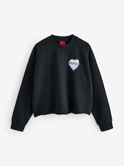 HUGO Black Dapo Crew Neck Cotton Relaxed Fit Sweatshirt - Image 4 of 4