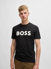 Negro - BOSS Large Logo Graphic 100% Cotton T-Shirt - Imagen 1 de 5