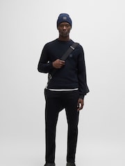 BOSS Dark Blue Anion Logo Patch Cashmere Blend Knit Jumper - Image 3 of 5