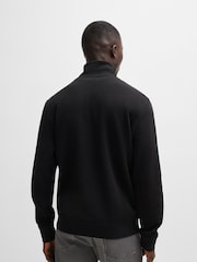 BOSS Black Logo Patch Terry 100% Cotton Zip Neck Jersey Sweatshirt - Image 2 of 3