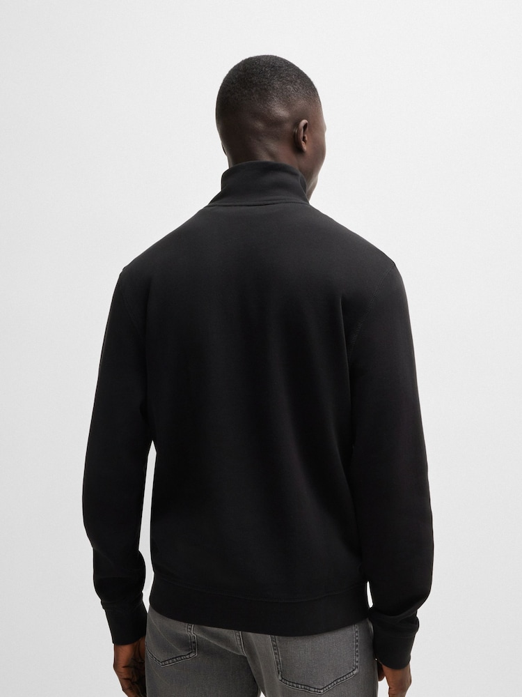 BOSS Black Logo Patch Terry 100% Cotton Zip Neck Jersey Sweatshirt - Image 2 of 3