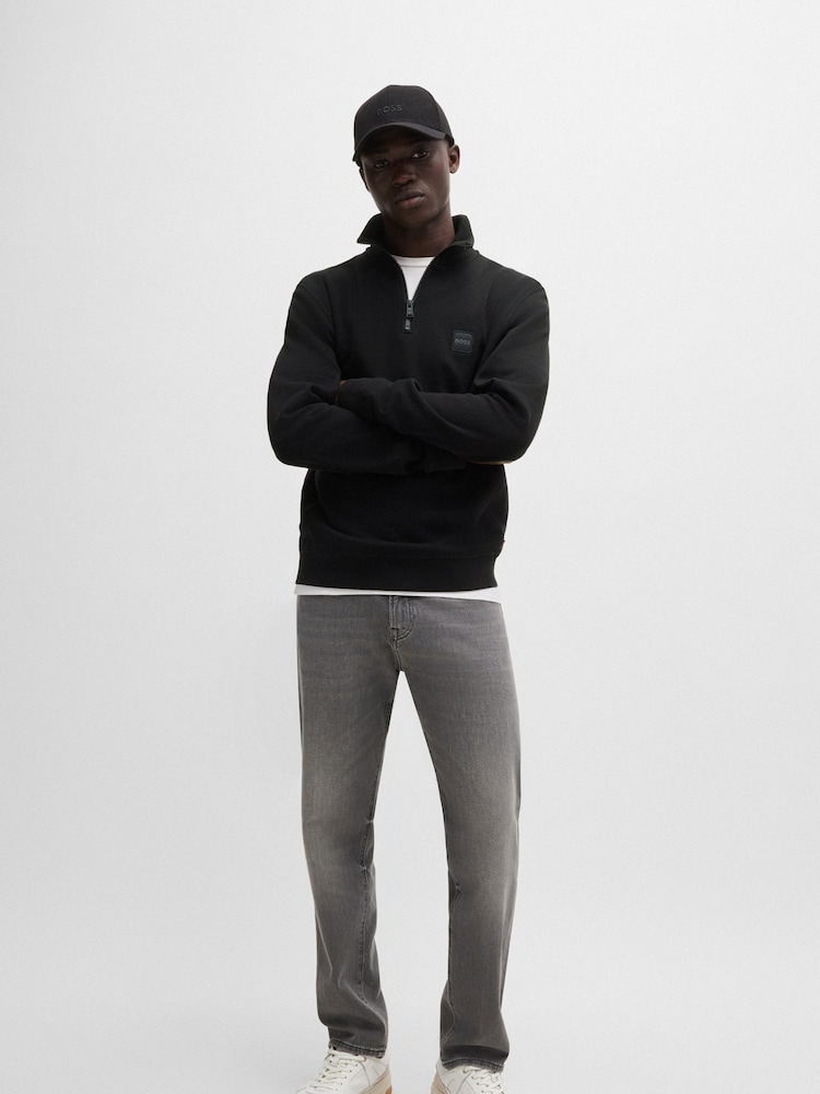 BOSS Black Logo Patch Terry 100% Cotton Zip Neck Jersey Sweatshirt - Image 3 of 3 BOSS Black Logo Patch Terry 100% Cotton Zip Neck Jersey Sweatshirt - Image 3 of 3