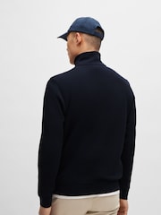 BOSS Light Blue Logo Patch Terry 100% Cotton Zip Neck Jersey Sweatshirt - Image 2 of 5