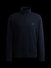 BOSS Light Blue Logo Patch Terry 100% Cotton Zip Neck Jersey Sweatshirt - Image 5 of 5