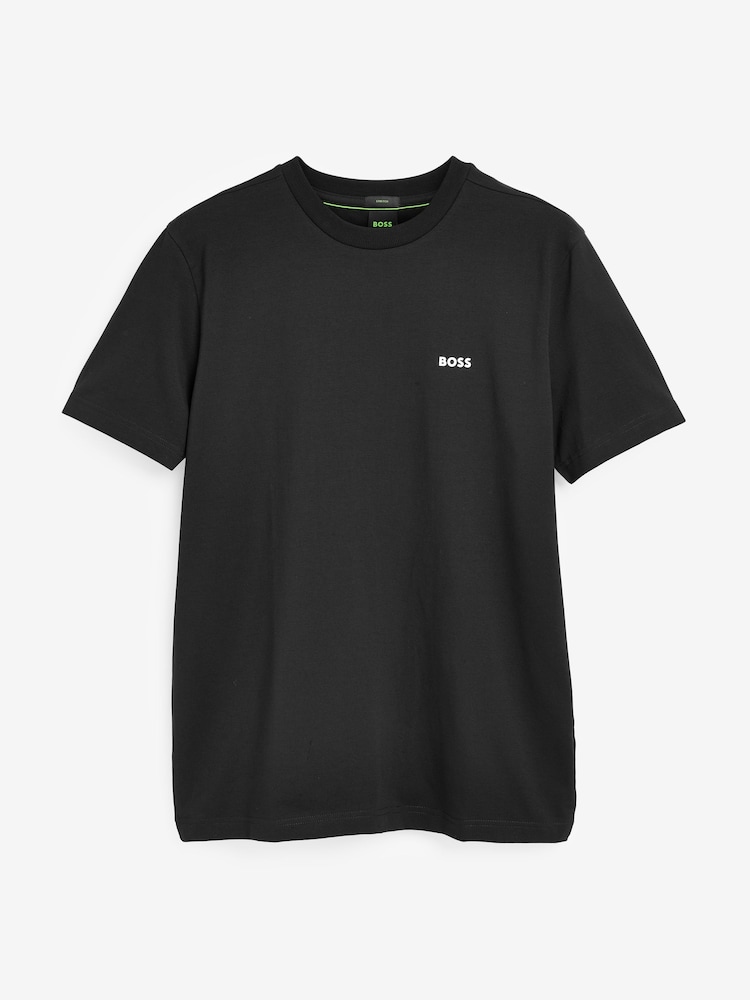 Dark Black - BOSS T-Shirt aus Baumwolle mit Streifen - Bild 3 von 3