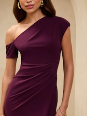 Lipsy Burgundy Red Off The Shoulder Gathered Waist Maxi Dress - Image 3 of 4