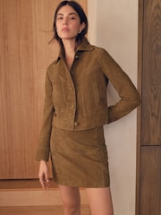 Marron fauve - N. Minijupe Premium Real en daim - Image 2 de 7