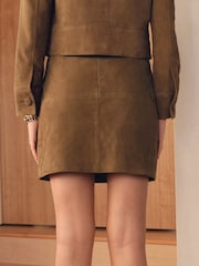 Marron fauve - N. Minijupe Premium Real en daim - Image 3 de 7