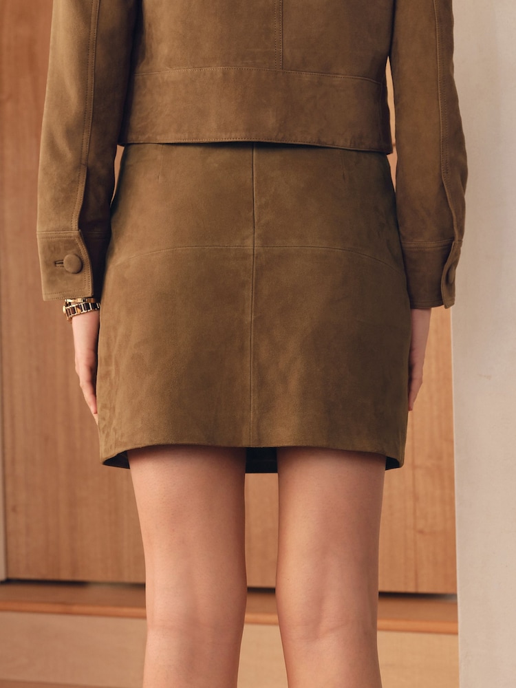 Marron fauve - N. Minijupe Premium Real en daim - Image 3 of 7