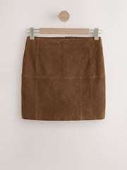 Marron fauve - N. Minijupe Premium Real en daim - Image 5 de 7