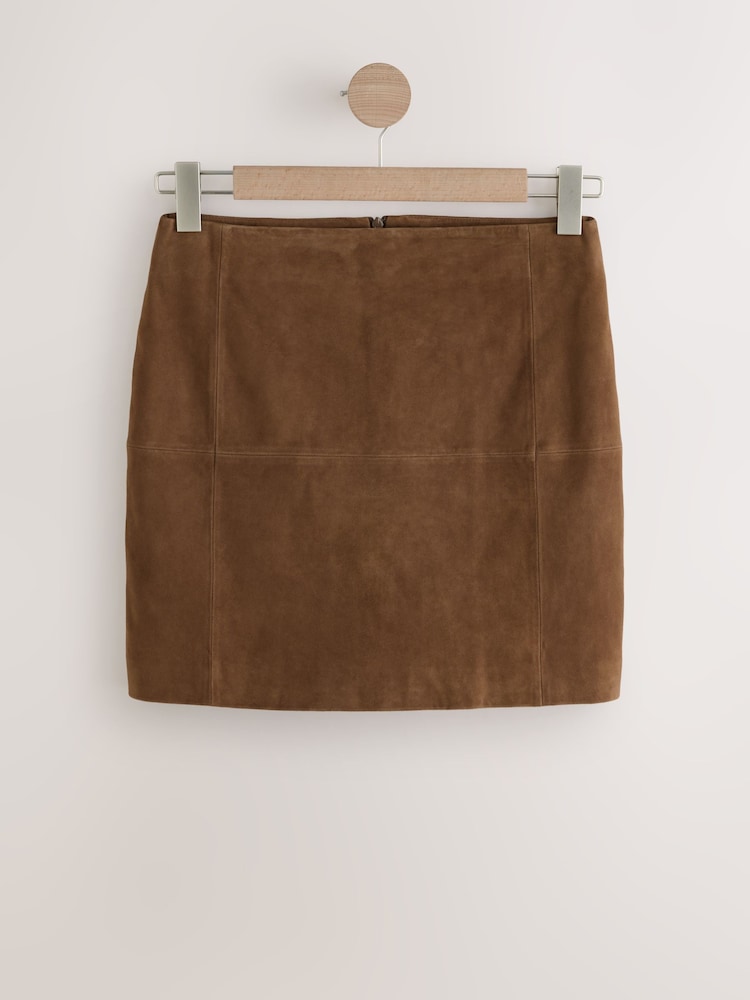 Marron fauve - N. Minijupe Premium Real en daim - Image 5 of 7