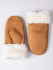 Lakeland Leather Brown Ladies Classic Winter Sheepskin Mittens - Image 2 of 6