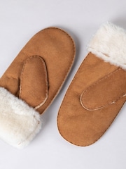 Lakeland Leather Brown Ladies Classic Winter Sheepskin Mittens - Image 3 of 6