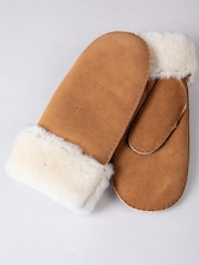 Lakeland Leather Brown Ladies Classic Winter Sheepskin Mittens - Image 4 of 6
