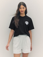 HUGO Black Artwork Graphic Cotton Slim Fit T-Shirt - Image 1 of 4